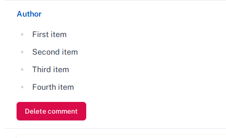Rendered unordered list tag