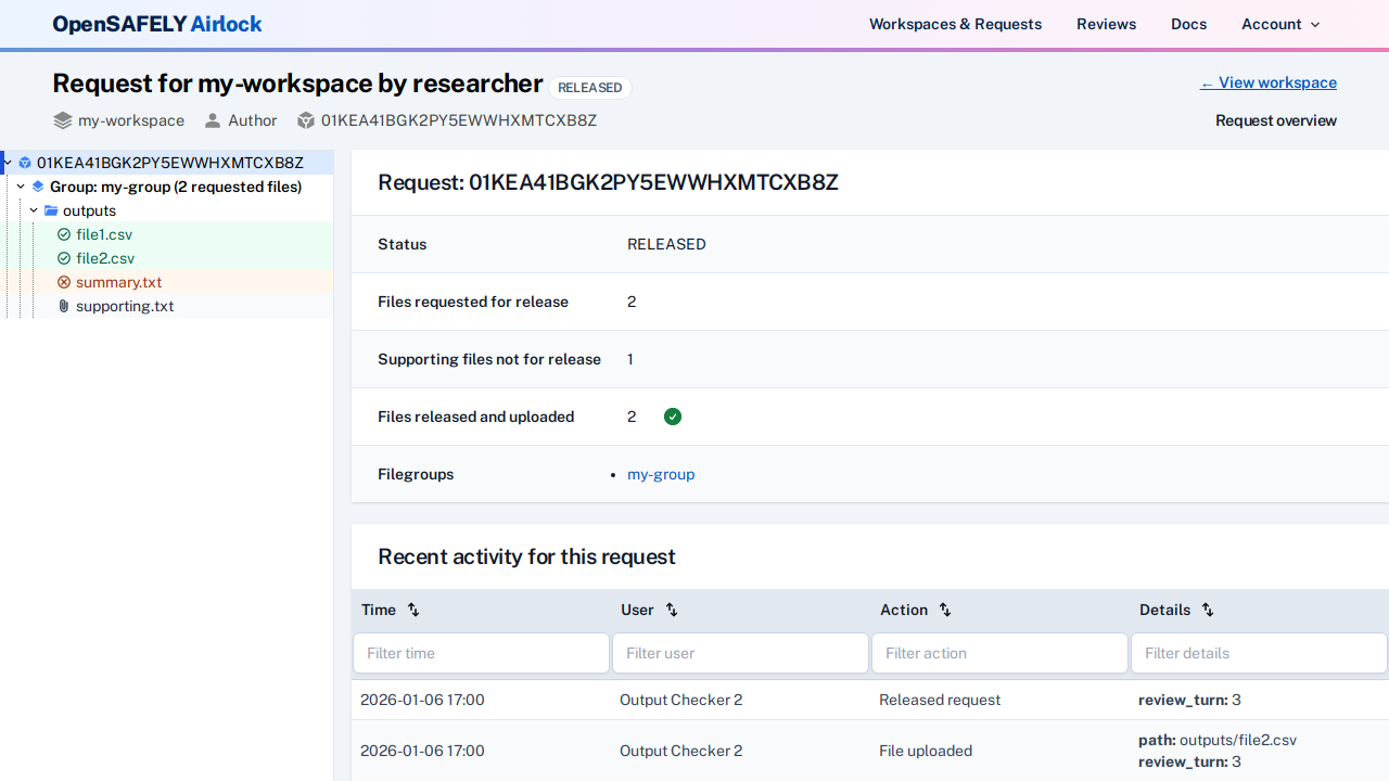 Request released and all files uploaded